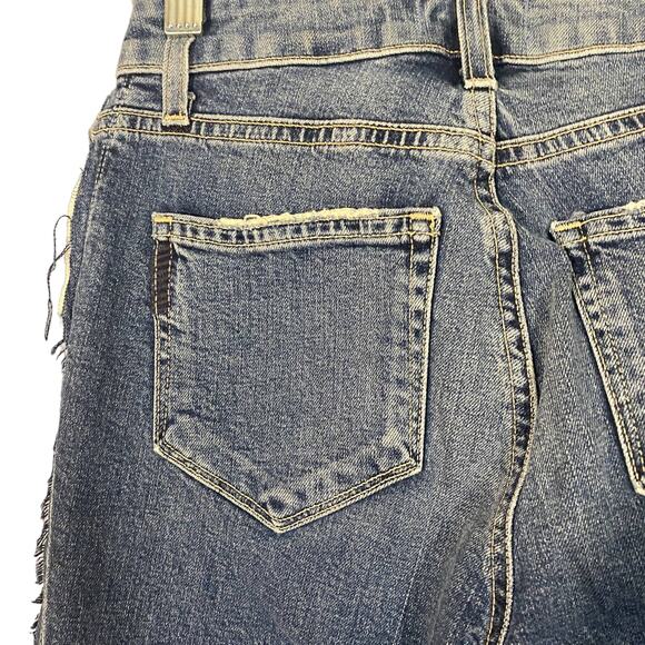 Paige Blue Fringe Side Panel Raw Hem Julia Skinny Ankle Denim Jeans Women Sz 24 - Picture 9 of 11